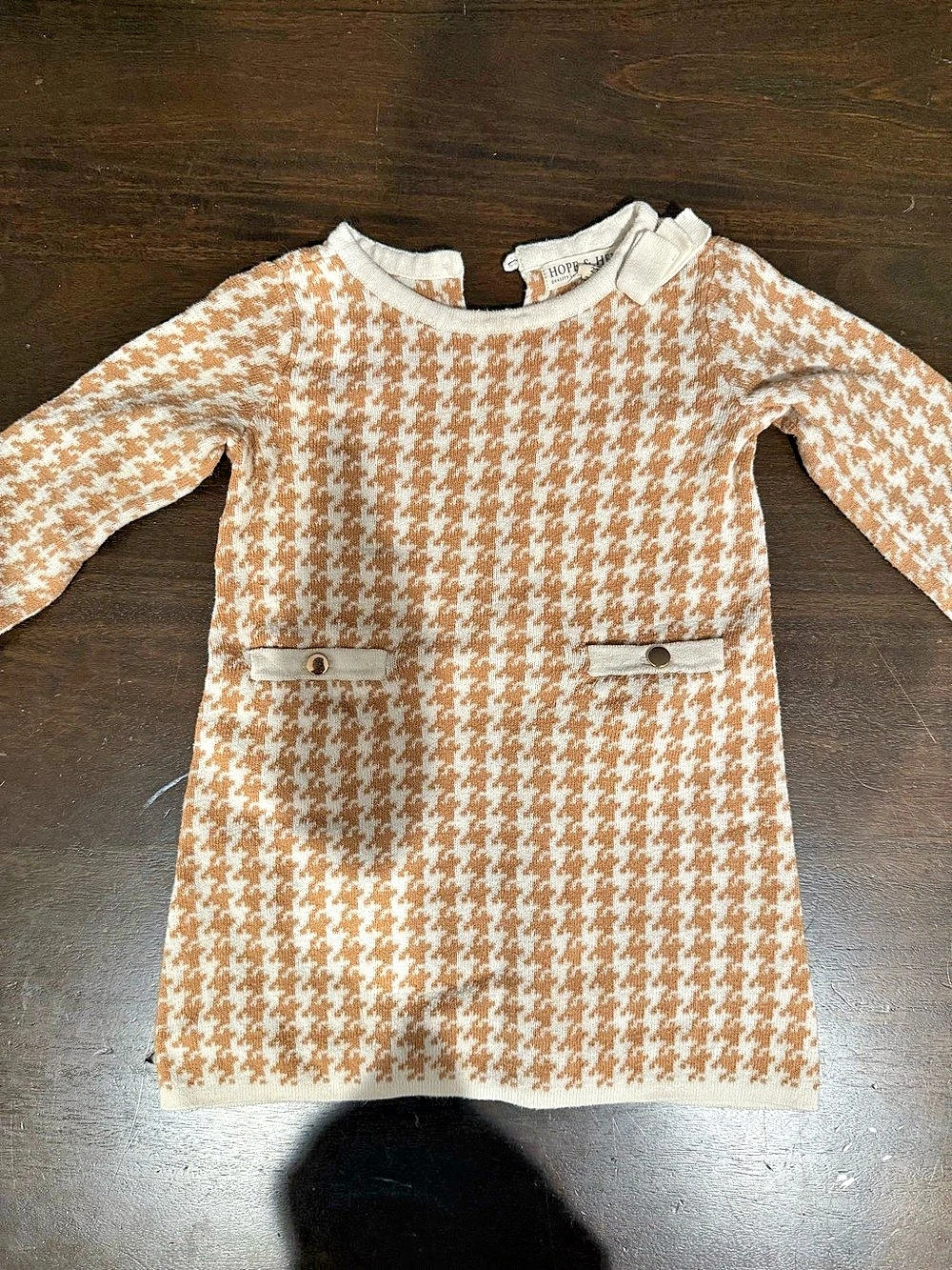 Hope & Henry Houndstooth Mini Dress Brown & White Size 2T